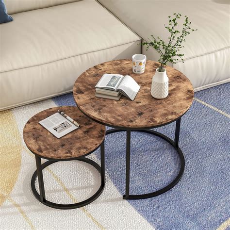 Hojinlinero Lot De Tables Basses Rondes Pour Salon Petite Table