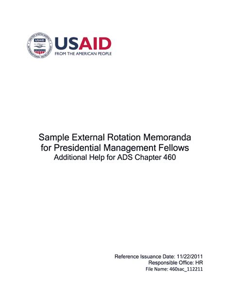 Fillable Online Usaid ADS Additional Help Document 460sac Sample