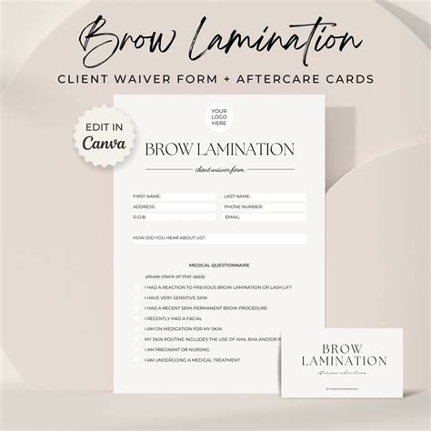 Brow Lamination Consent Form Esthetician Template Waxing Consent Form