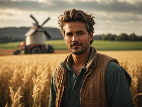 Premium Photo Harvest Harmony Portrait Of A Farmer In The Fields