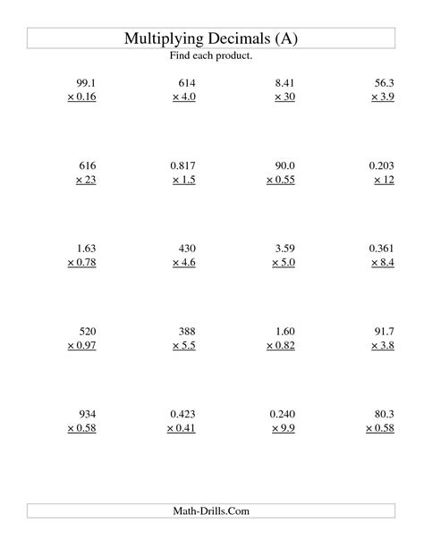 Decimals Multiplying And Dividing Worksheets