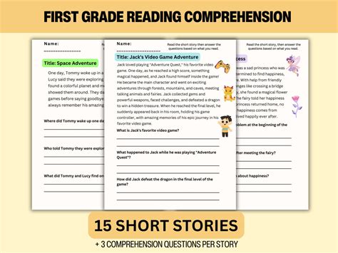 First Grade Reading Comprehension Worksheets 1st Grade Short Stories