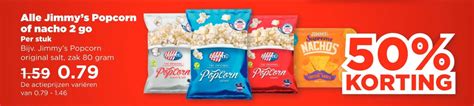 Alle Jimmy S Popcorn Of Nacho 2 Go Aanbieding Bij PLUS