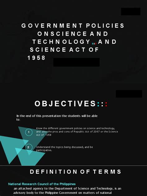 Government Policies Onscience And Technology And Science Act Of 1 9 5