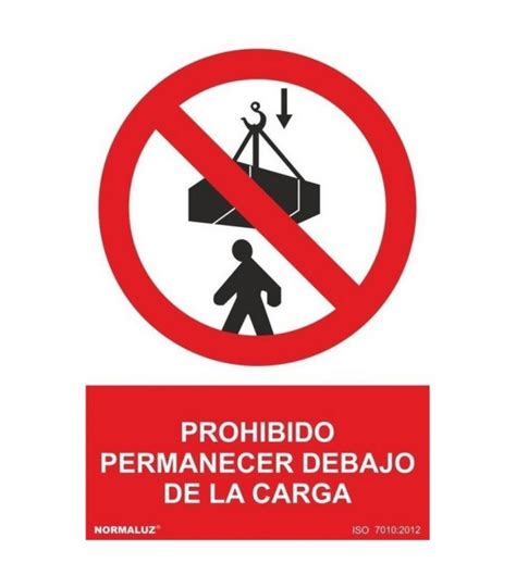 Señal adhesiva prohibido permanecer debajo de la carga NMZ SIA