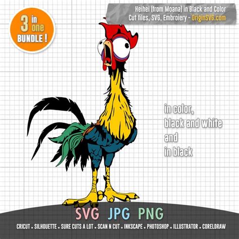 Heihei Rooster Svg Design 2 In Black And Color Origin Svg Art