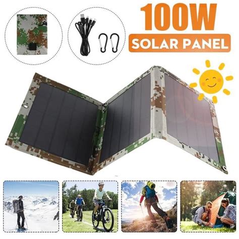 Panneau Solaire Pliable 100W Double USB Cellules Solaires Pack Bancaire