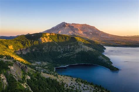 Mt St Helens And Spirit Lake In Washington State Stock Photo Image Of