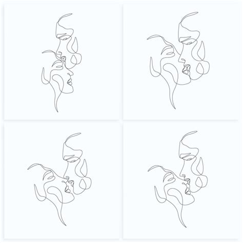 Premium Vector Continuous Line Drawing Couple Kissing Face