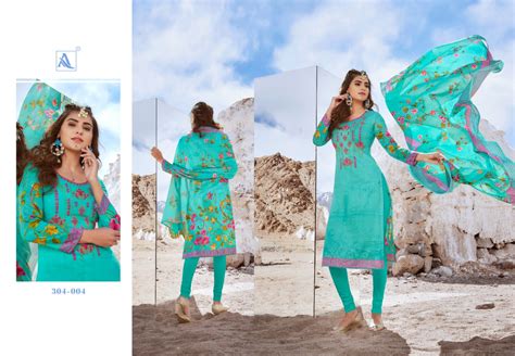 Alok Suits Kanika Embroidered Digital Printed Pure Jam Cotton Dress