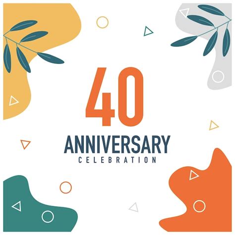 Premium Vector 40 Years Anniversary Logo Template Flat Abstract Cards Vector And Illustration