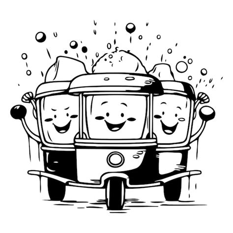 Ilustración vectorial de un coche de dibujos animados gracioso con cara