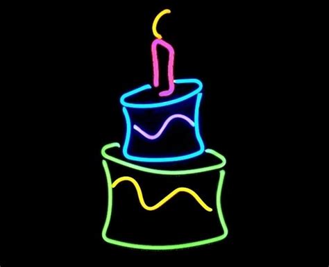 Happy Birthday Cake Freestanding Real Neon Tabletop Art