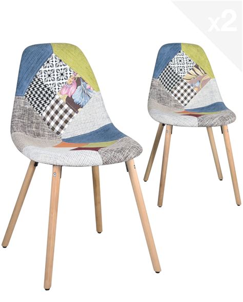 Chaises Scandinaves Patchwork LAO Lot De 2 Kayelles