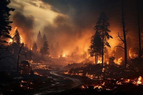 Premium Ai Image Inferno Unleashed Devastating Forest Fire Engulfing