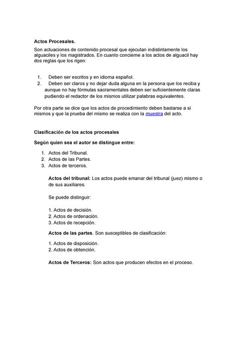 Actos Procesales Unidad 1 Actos Procesales Son Actuaciones De