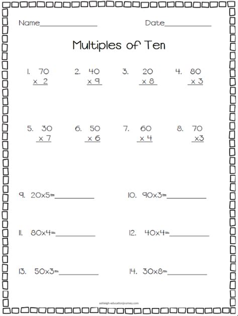 Multiply Multiples Of 10 Worksheets