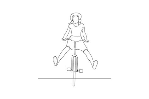 Premium Vector Continuous One Line Drawing People Riding Bikes On