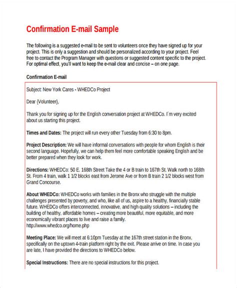 Confirmation Email 10 Examples Format Pdf Tips