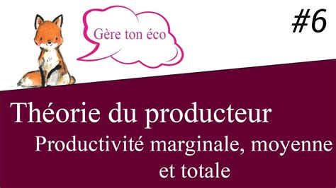 Microéconomie Productivité moyenne marginale et totale Théorie du