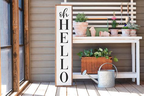 Oh Hello Svg Vertical Porch Sign Svg Vertical Sign Svg Etsy