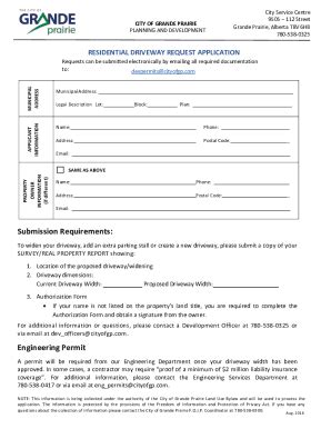 Fillable Online Driveway Request Form Cityofgp Fax Email Print