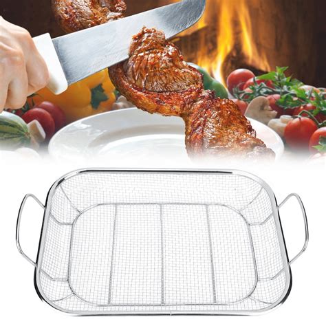 Mgaxyff Stainless Steel Bbq Grill Basket Barbecue Mesh Grilling Basket