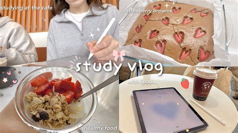 Study Vlog Cafe Studying With Ipad Strawberry Brownie Healty