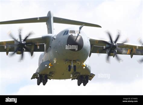 An Raf Airbus A400m Atlas Landing At Raf Brize Norton Oxfordshire Uk