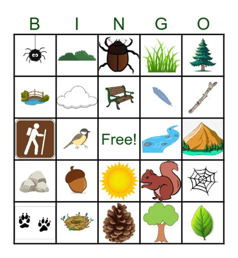 Nature Walk Bingo Card