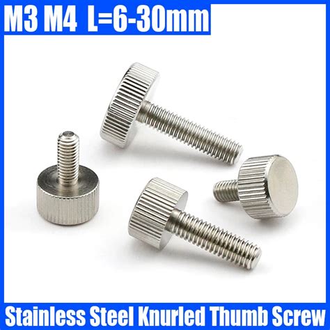 1 10pcs M3 M4 L 6 30mm 303 Stainless Steel Knurled Thumb Screw Hand