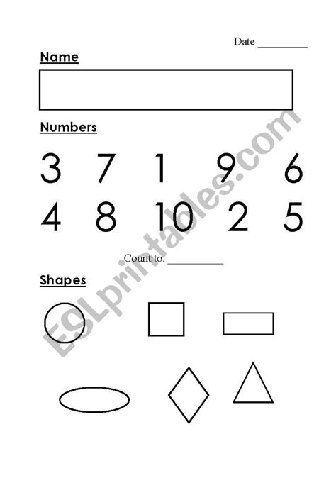 English Worksheets Kindergarten Assessment