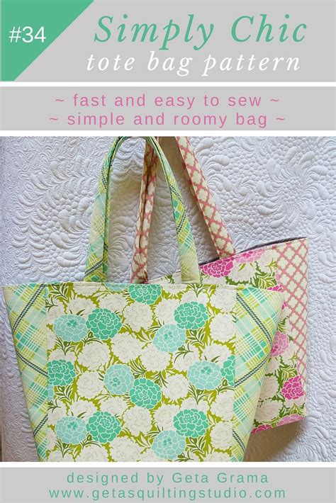 Tote bag pattern for a quick, easy, simple and chic tote bag.