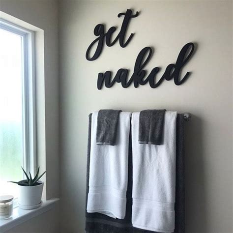 Get Naked Funny Bathroom Sign Couples Gift With Saying Rustic Home