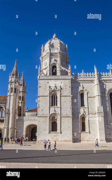 Towers Of The Jeronimos Monastery In Belem Lisbon Portugal Stock