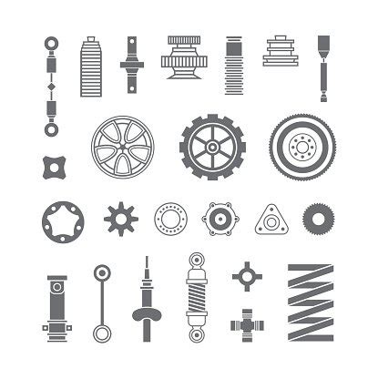 Auto Spare Parts Icons Set Stock Vector Royalty Free FreeImages