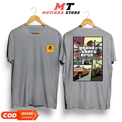 Jual KAOS BAJU FASHION GTA SAN ANDREAS KAOS PREMIUM COTTON COMBAD 30S