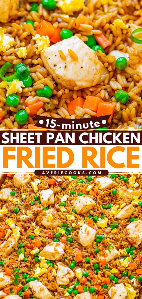 Minute Sheet Pan Fried Rice With Chicken Averie Cooks