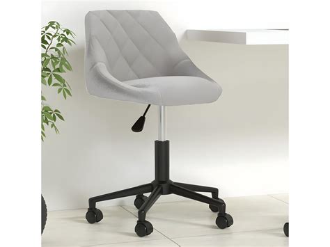 Chaise Pivotante De Bureau Gris Clair Velours