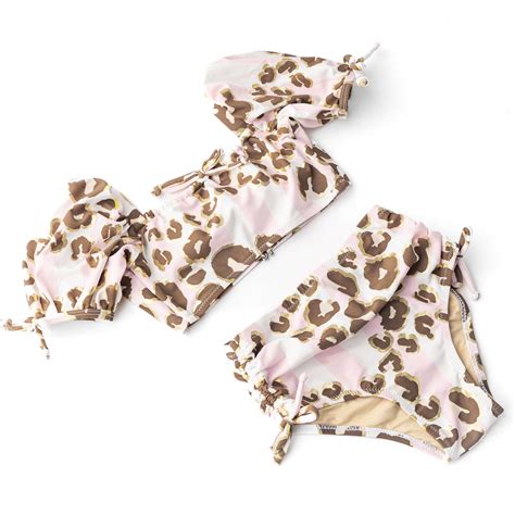 Metallic Leopard Girls High Waist Two Piece Swimsuit 2t-10 - Shade Critters