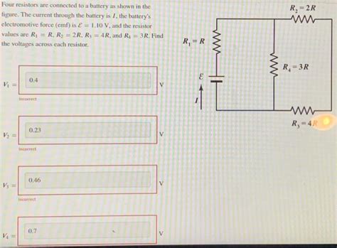 Solved Four Resistors Are Connected To A Battery As Shown In Chegg