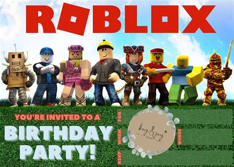 Roblox Birthday Party Invitation Digital Download Easy To Print At