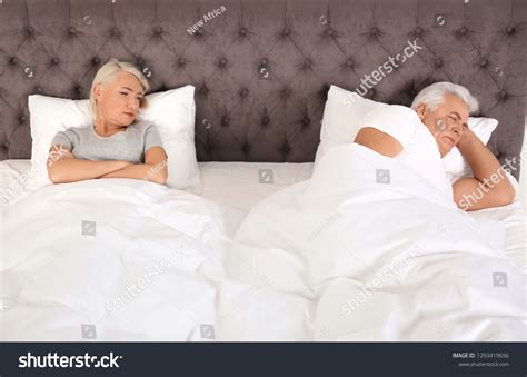 Upset Mature Woman Lying Bed Near Stock Photo Shutterstock