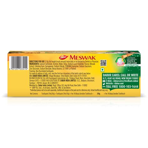 Buy Dabur Meswak India S No 1 Fluoride Free Toothpaste With