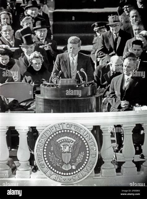 United States President John F Kennedy Delivers His Inaugural Address