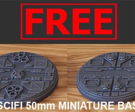 Artstation Free Pack 2 Scifi Miniature Bases 50mm 3d Print Ready