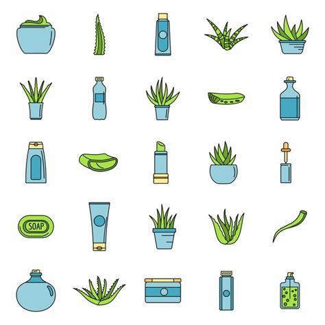 Premium Vector Aloe Vera Plant Logo Icons Set Outline Illustration Of