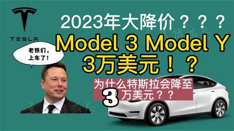 为什么特斯拉23年车价会降到3万美元 各车型价格预测及详细分析 Tesla 降价 补贴 优惠 Model3 Modely