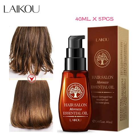 5Pcs 40ml LAIKOU Hair Care Moroccan Pure Argan Oil Hair Essential Oil