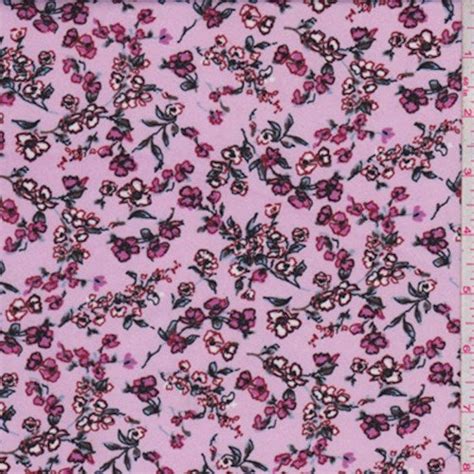 Pale Orchid Pink Mini Tossed Floral Nylon Knit Fabric Fashion Fabrics